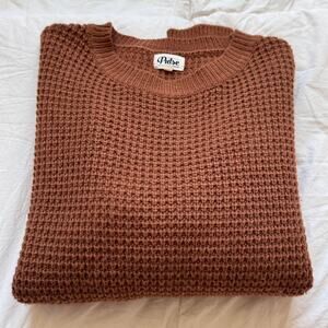 pulse boutique Brown oversized waffle knit sweater sz S boxy cottagecore boho‎